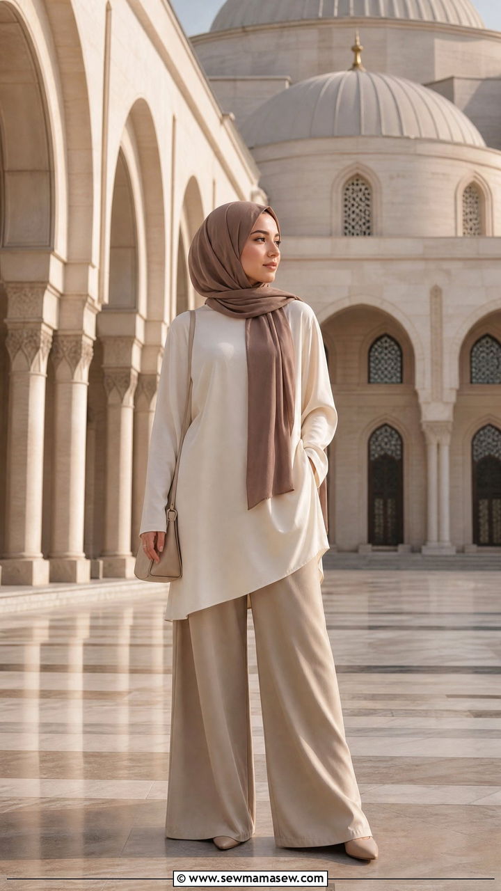 Loose Tunic With Wide Leg Trousers - 20 Modest outfit ideas for mosque