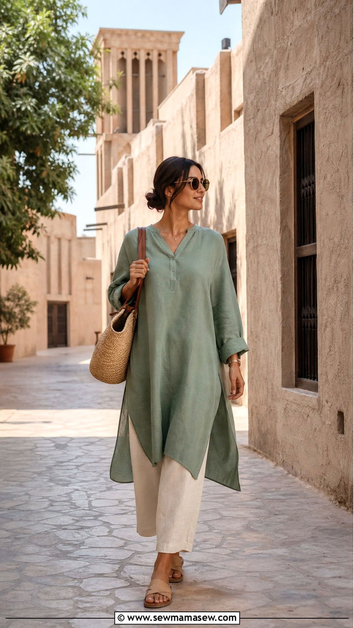 Loose Tunic with Linen Culottes - 40 What to wear in Dubai