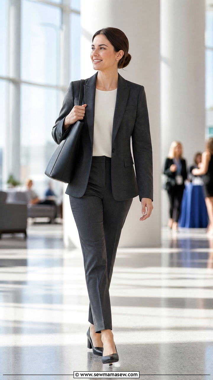 Low block heel pumps with pantsuit - 35 Medical conference outfit ideas