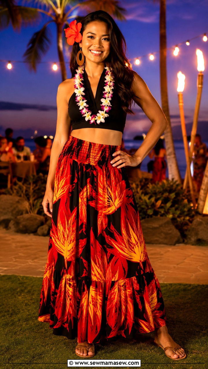 Luau Outfit Maxi Skirt and Halter Top - 30 Resort wear outfit ideas Hawaii