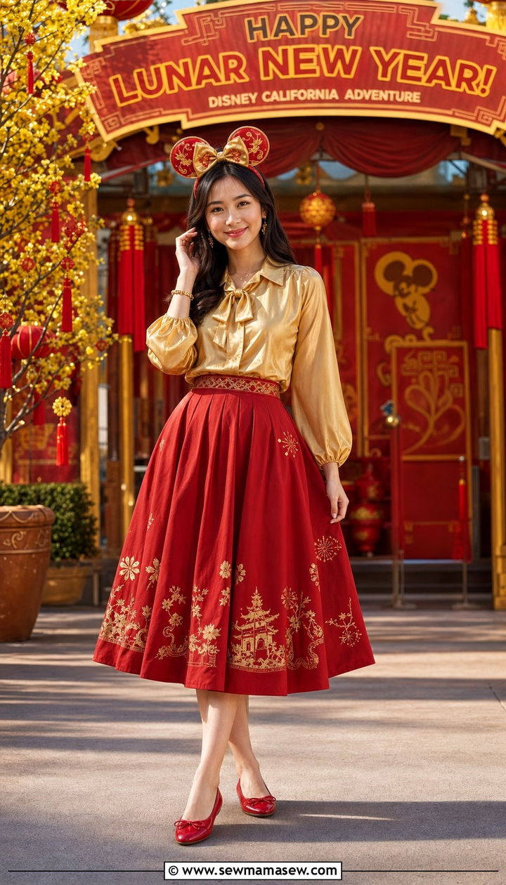 Lunar New Year Red and Gold Outfit - 25 Disneyland outfit ideas 2026