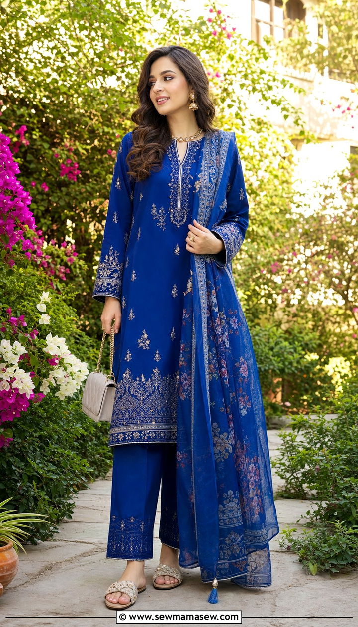 Luxury Lawn Three Piece Suit in Jewel Tones - 25 Eid outfit ideas Pakistani