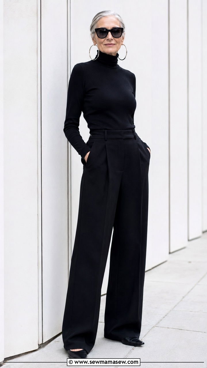 Lyn Slater Black Turtleneck and Trousers Outfit - 20 Lyn Slater outfit ideas