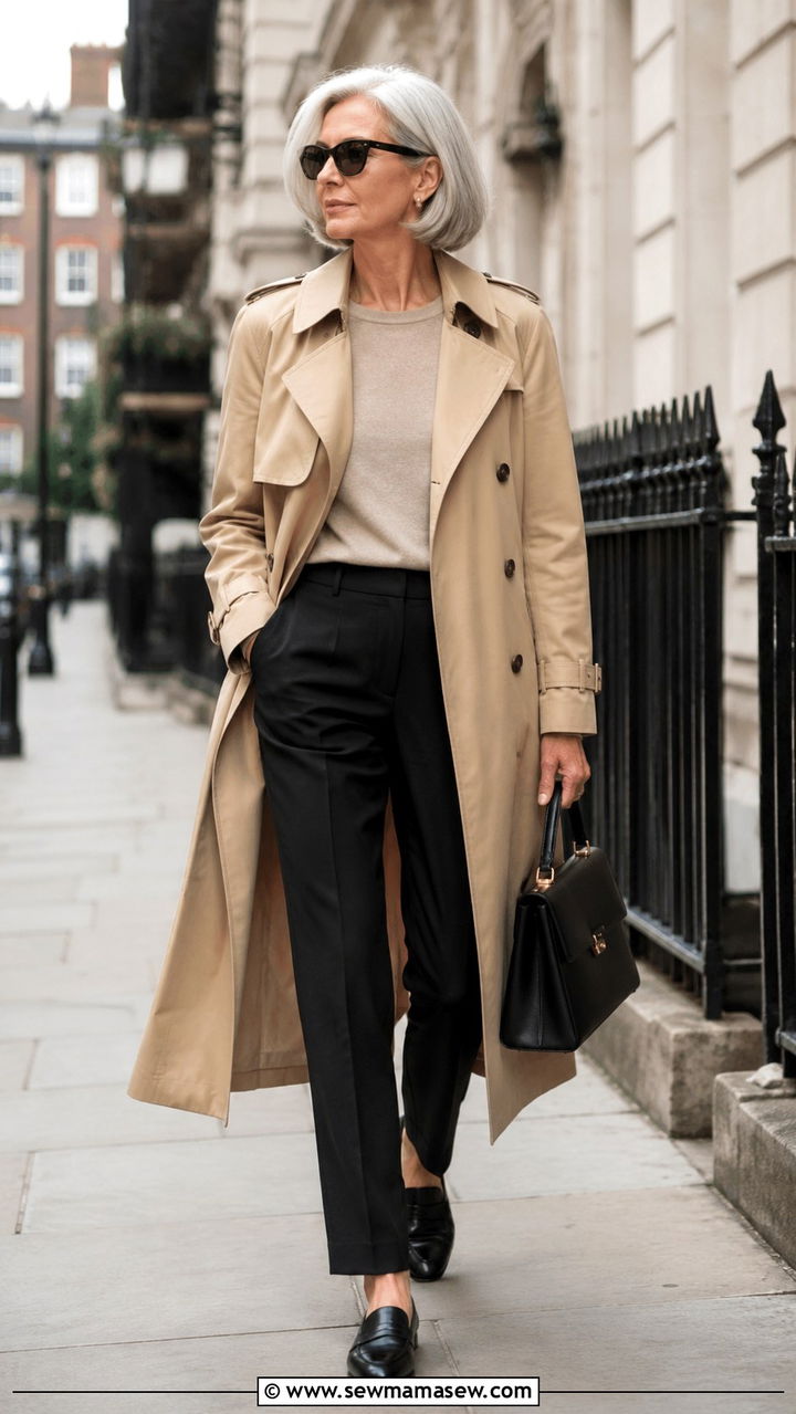 Lyn Slater Trench Coat and Trousers Outfit - 20 Lyn Slater outfit ideas