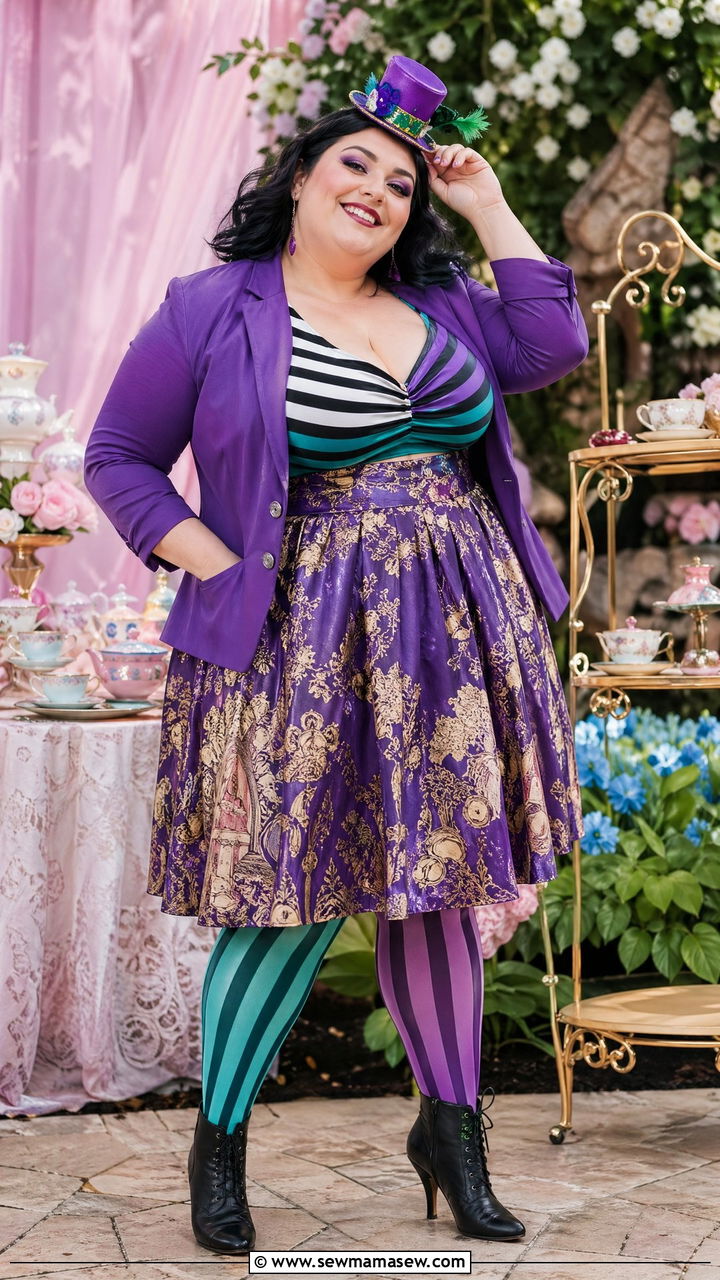 Mad Hatter Colorful Mixed Pattern Outfit - 35 Disney outfit ideas plus size