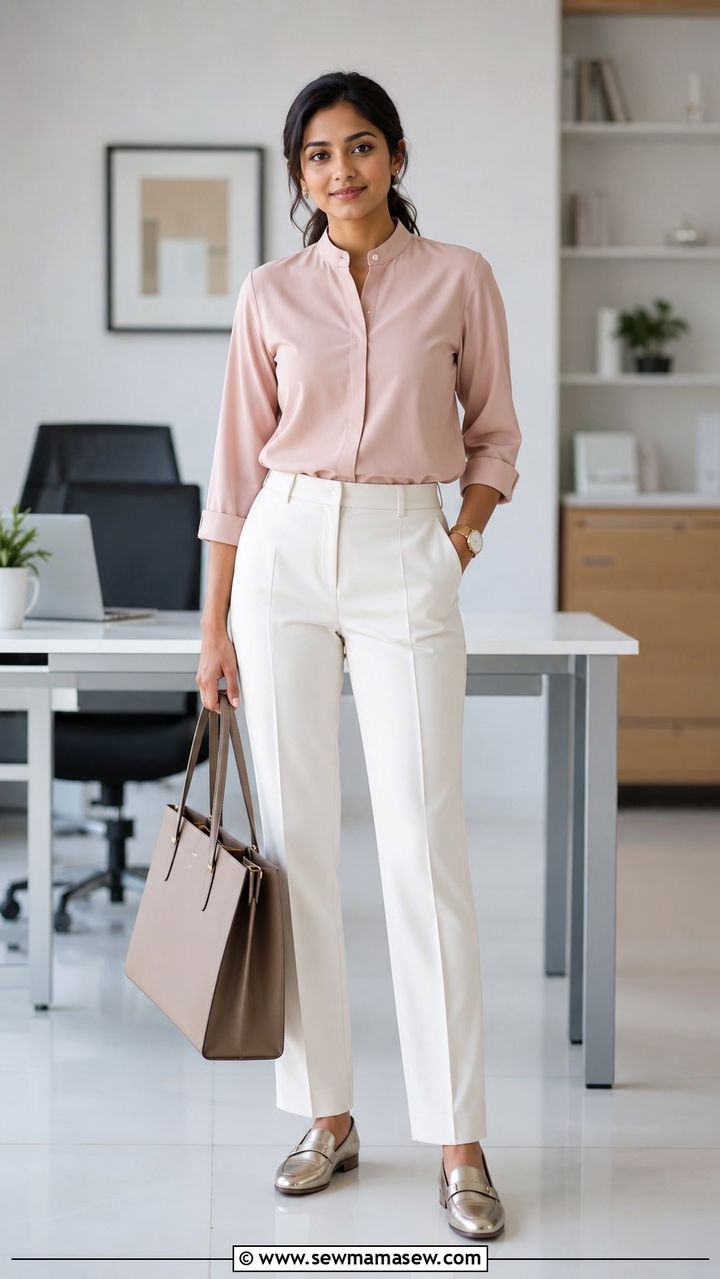 Mandarin Collar Shirt with Tailored Pants - 30 Lunar new year outfit ideas