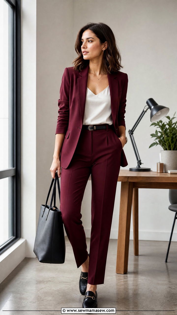 Maroon Suit with Loafers - 35 Maroon outfit ideas