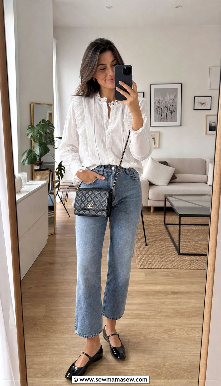 Mary Jane Flats With Straight Leg Jeans - 25 spring straight leg jeans outfit ideas