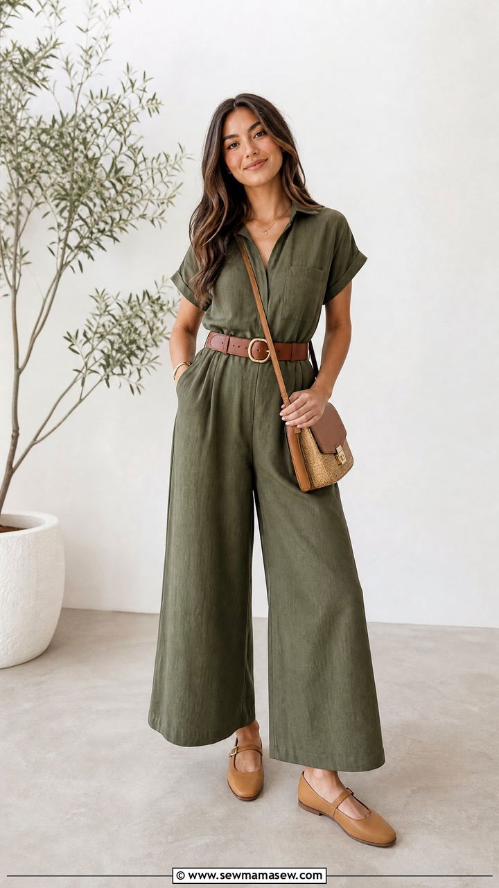 Mary Jane shoes with a jumpsuit and a wide belt - 25 Mary Jane shoes outfit ideas