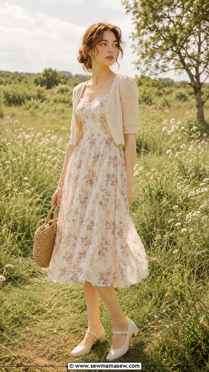 Mary Janes With Vintage Floral Dress - 30 How to style mary janes