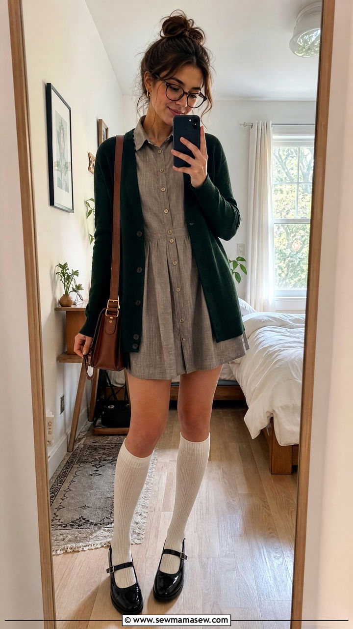 Mary Janes and Knee Socks Outfit - 25 librarian core outfits inspo