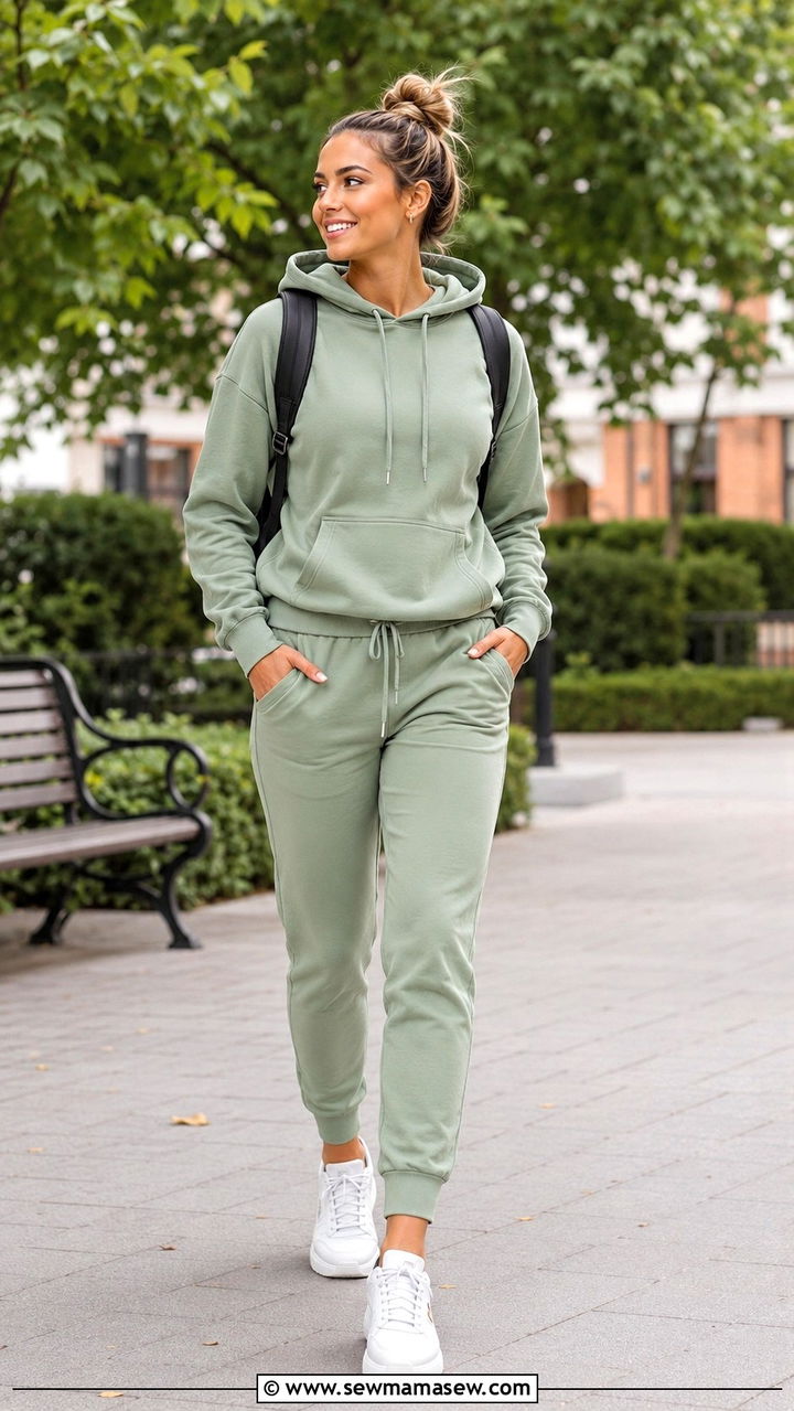 Matching Athleisure Joggers and Hoodie - 30 Plus size mom outfit ideas summer