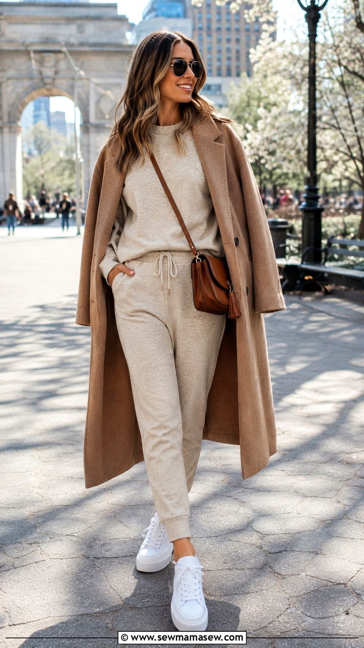 Matching Athleisure Set with Sneakers - 30 classy athleisure outfit ideas
