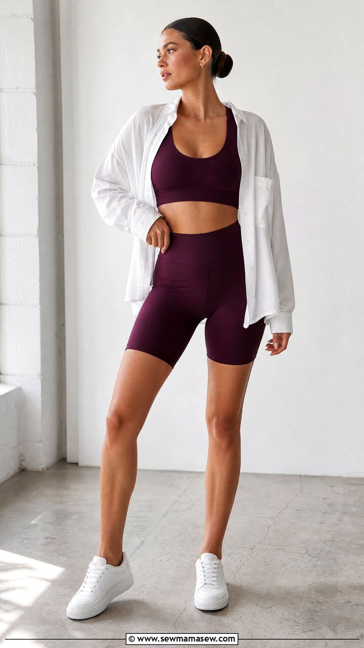 Matching Biker Shorts and Sports Bra - 25 Gym outfit ideas cardio day