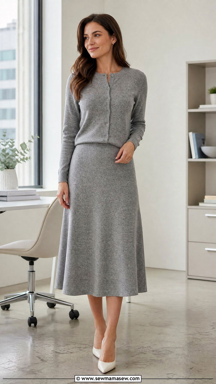 Matching Cardigan And Skirt Set - 25 Business casual outfits with cardigan