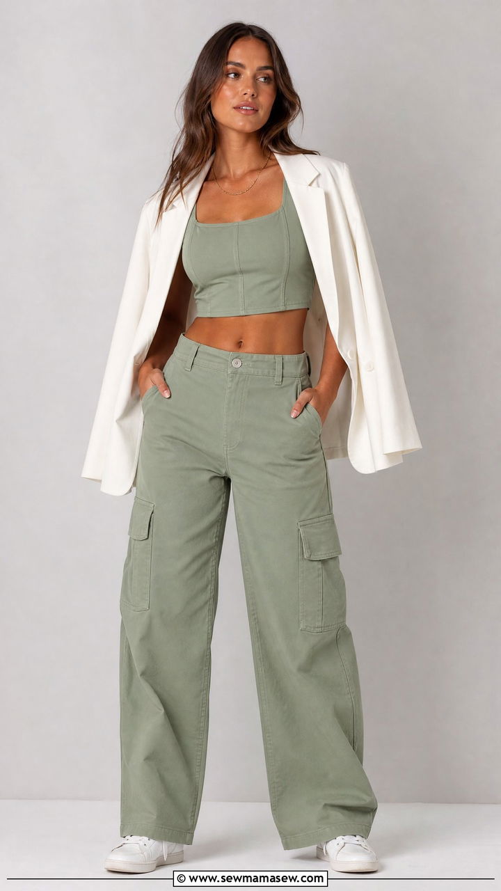 Matching Cargo Pants And Crop Top Set - 25 Cargo pants outfit ideas with crop top