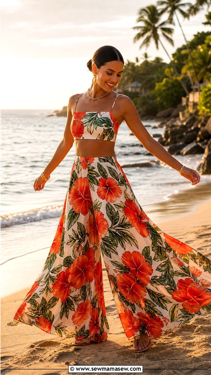 Matching Crop Top And Palazzo Pant Set - 40 What to wear in Barbados