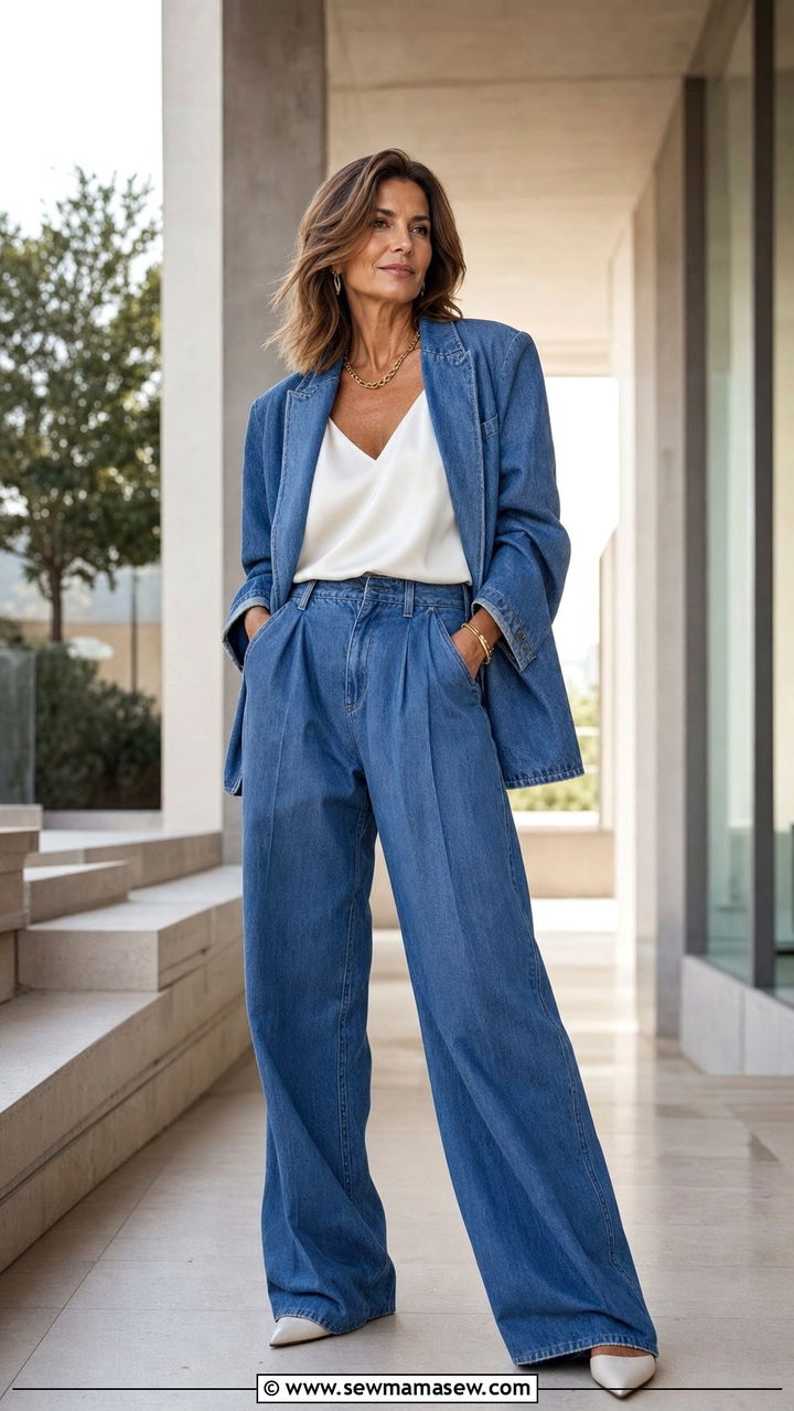 Matching Denim Co Ord Set Outfit - 25 Double denim outfit ideas over 40