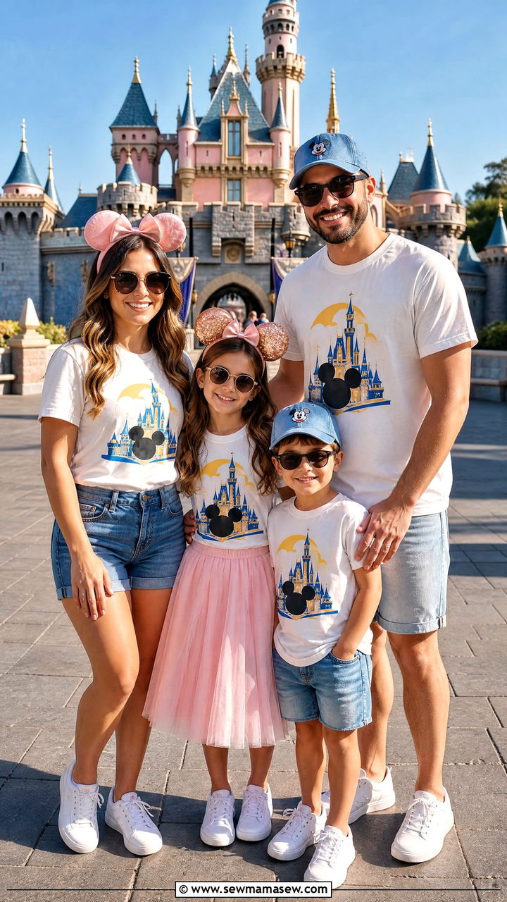 Matching Disney Family Tees With Coordinated Bottoms - 30 Disneyland outfit ideas summer