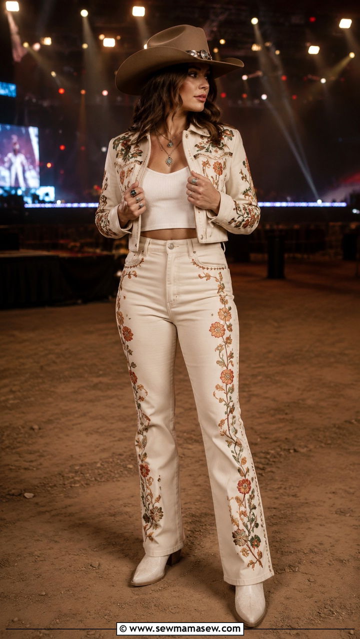 Matching Embroidered Western Set With Statement Hat - 25 Western outfit ideas Beyonce Cowboy Carter