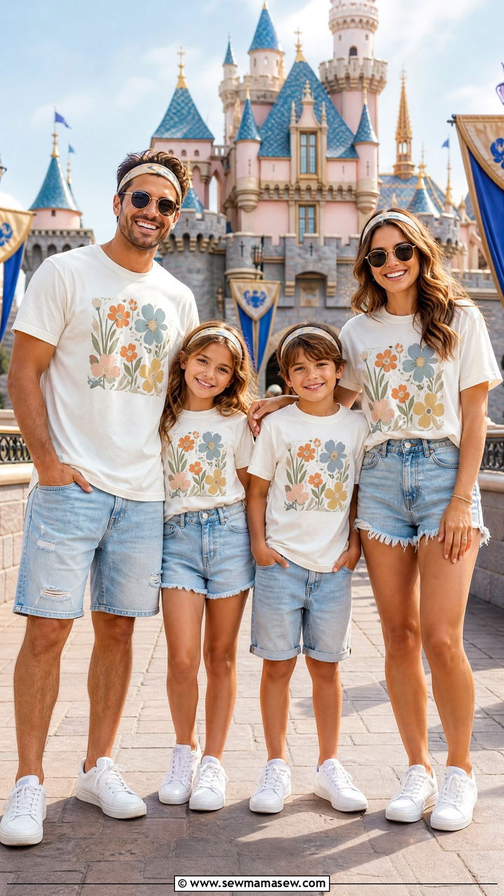 Matching Family Mickey Tee and Denim Outfit - 35 Magic Kingdom outfit ideas