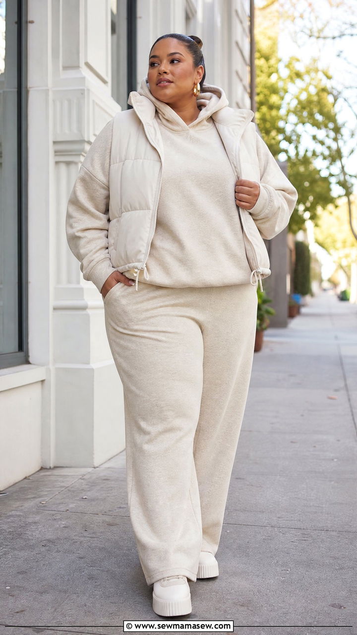 Matching Hoodie and Wide Leg Sweatpants Plus Size - 25 Matching set outfit ideas plus size