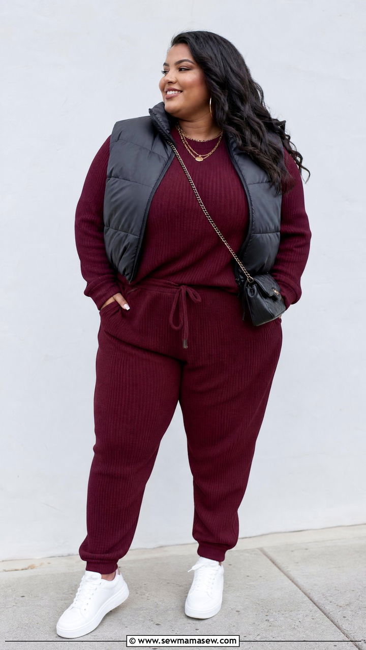 Matching Jogger Set With Sneakers And Crossbody - 30 Football game outfit ideas plus size