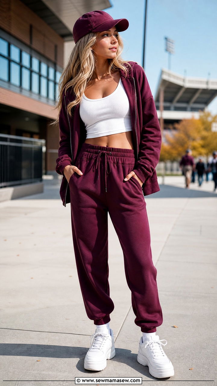 Matching Jogger Set and Crop Top Outfit - 25 Gameday outfit ideas high school