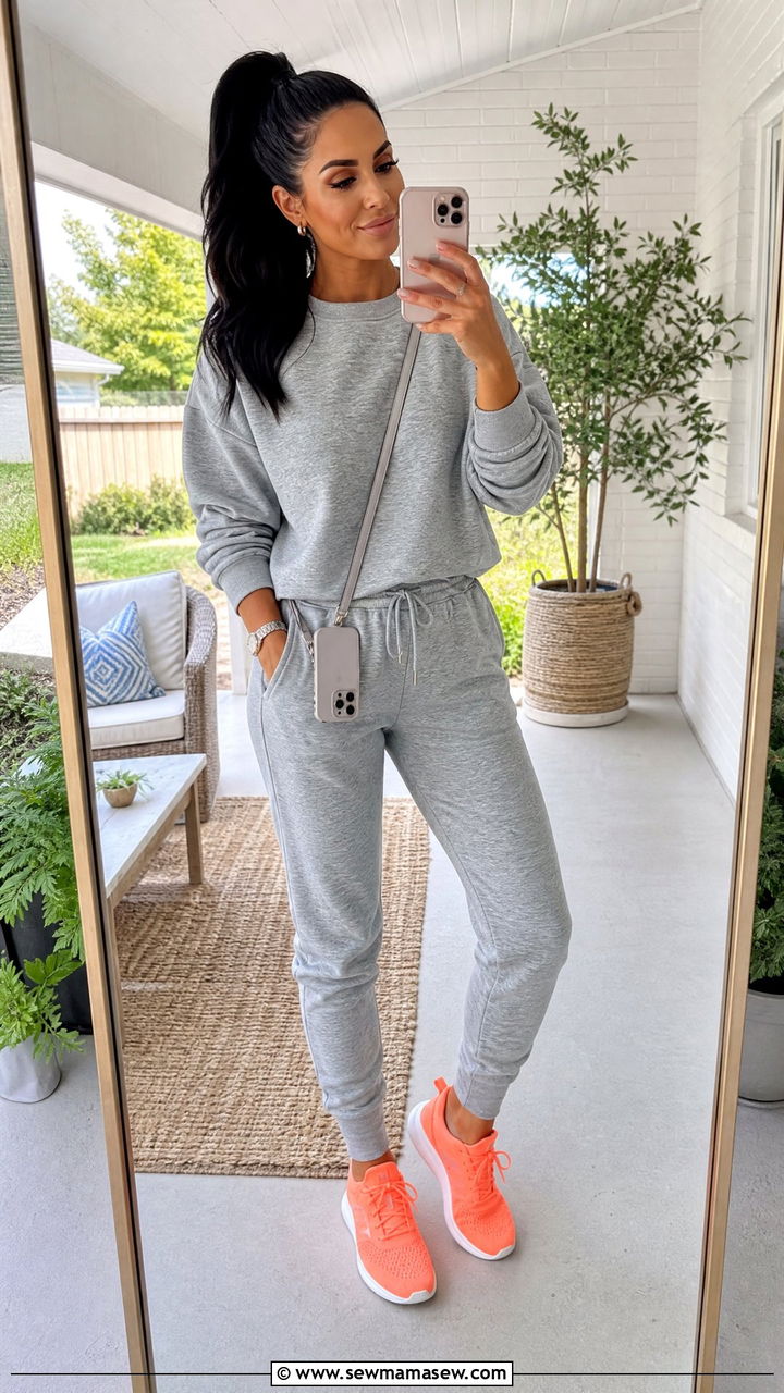 Matching Jogger Set with Bright Sneakers - 30 Family reunion outfit ideas summer