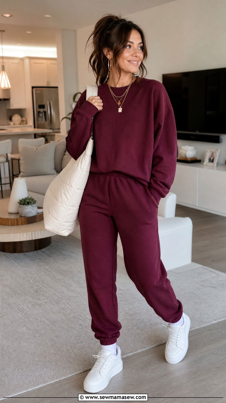 Matching Jogger Set with Platform Sneakers - 35 Gameday outfit ideas college
