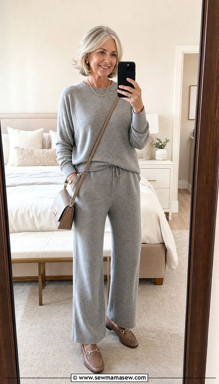 Matching Knit Co Ord Set With Leather Loafers - 25 Elevated casual outfit ideas for women over 60