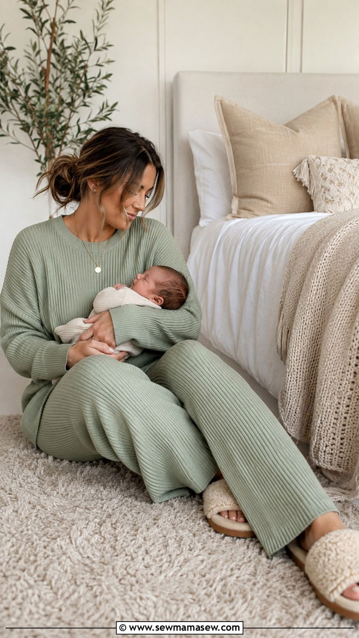 Matching Knit Lounge Set Postpartum Outfit - 25 Postpartum outfit ideas that fit new body
