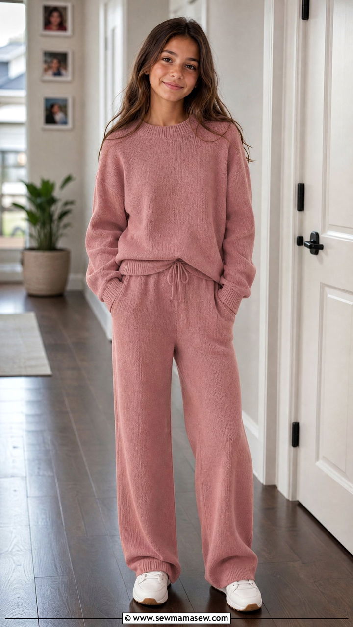 Matching Knit Lounge Set With Sneakers - 30 Cute outfits for 13 year olds