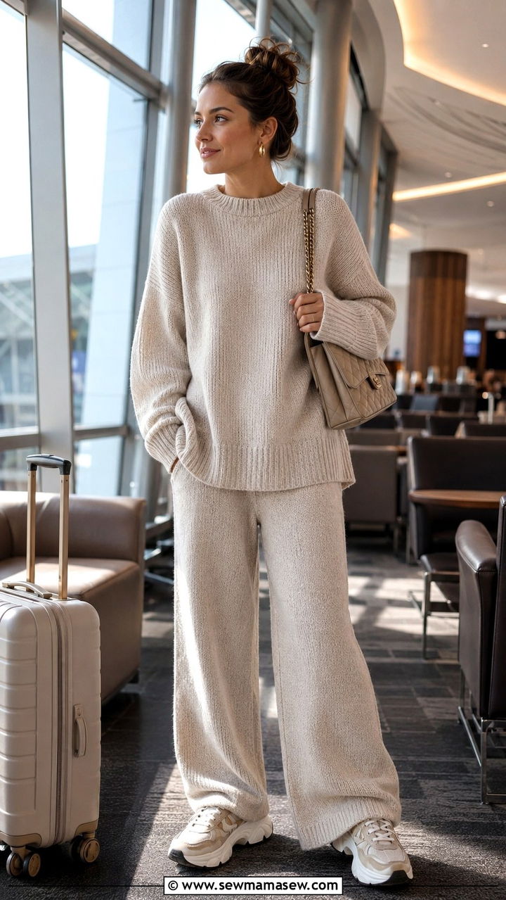 Matching Knit Set And Chunky Sneakers Outfit - 25 Mid March outfit ideas