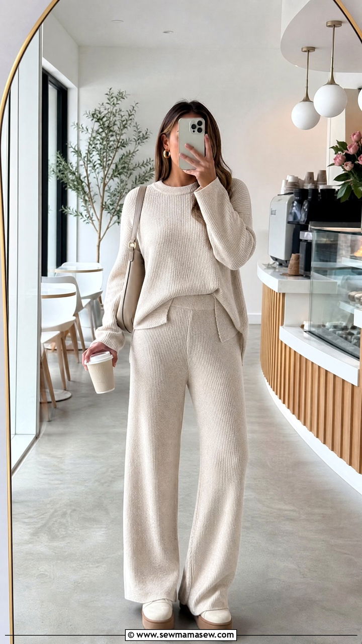 Matching Knit Set Outfit - 30 coffee run outfit ideas