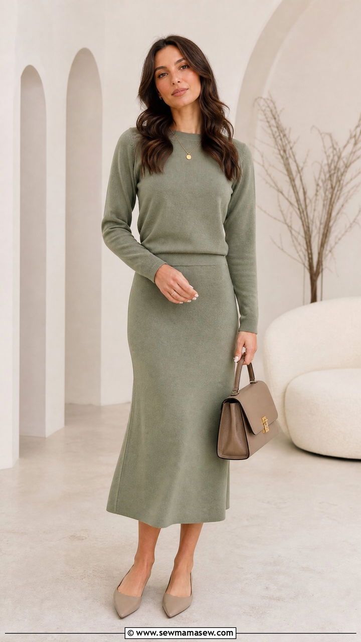 Matching Knit Set Outfit With Pointed Flats - 25 Interior designer outfit ideas