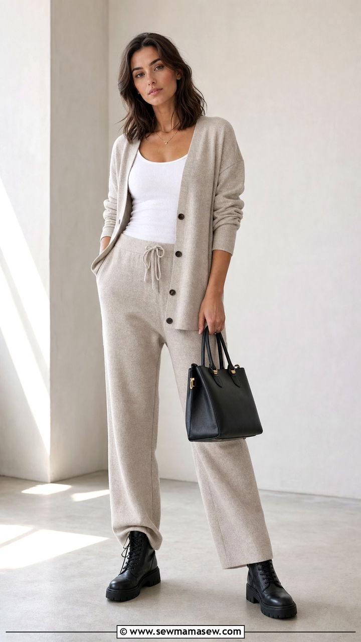 Matching Knit Set With Combat Boots - 25 Spring outfits with combat boots