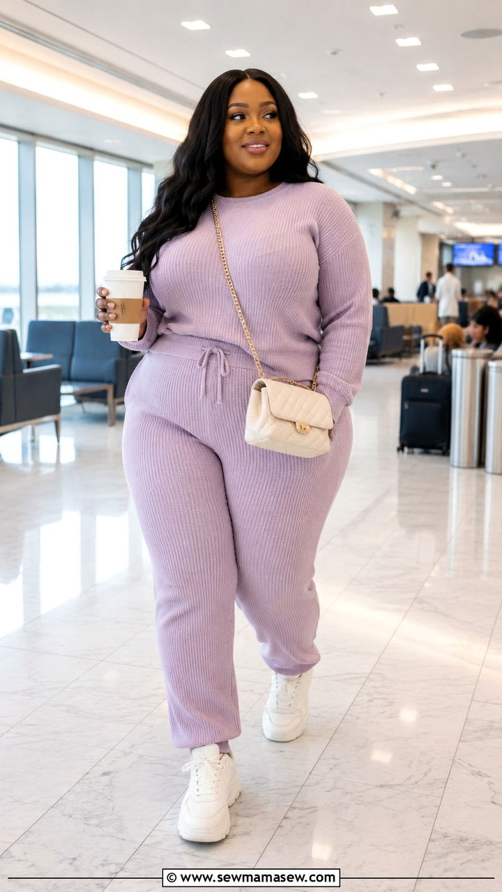 Matching Knit Set With Sneakers - 30 Plus size outfit ideas 2026