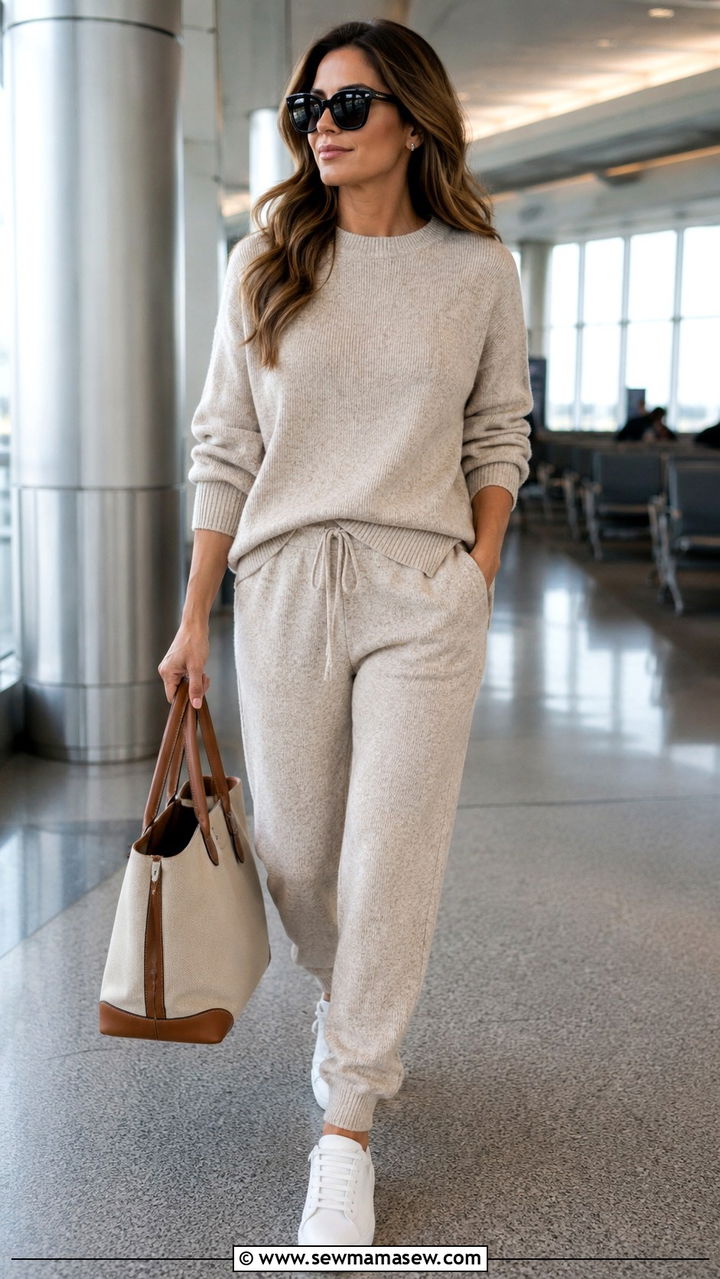 Matching Knit Set With Sneakers Airport Outfit - 25 Airport outfit ideas with matching set