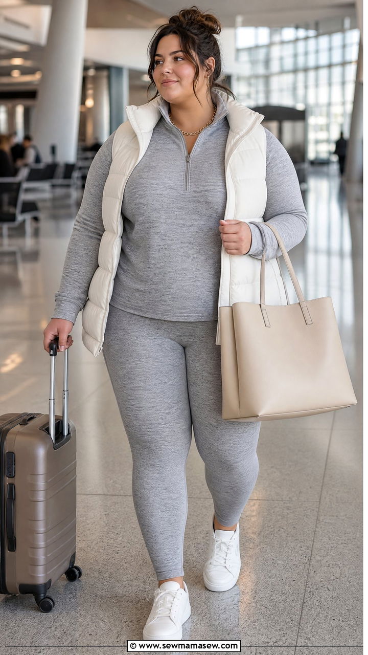 Matching Knit Set with Leggings Outfit - 30 Plus size outfit ideas with leggings