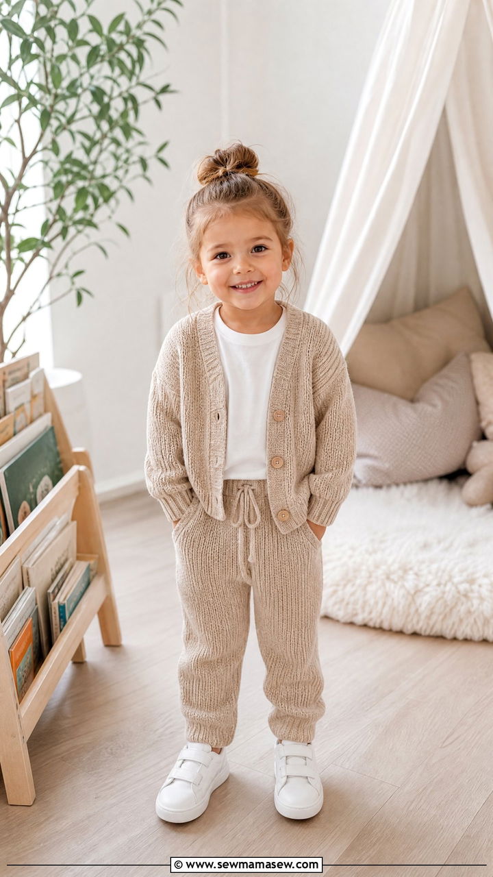 Matching Knit Set with Sneakers - 25 First day of preschool outfit ideas