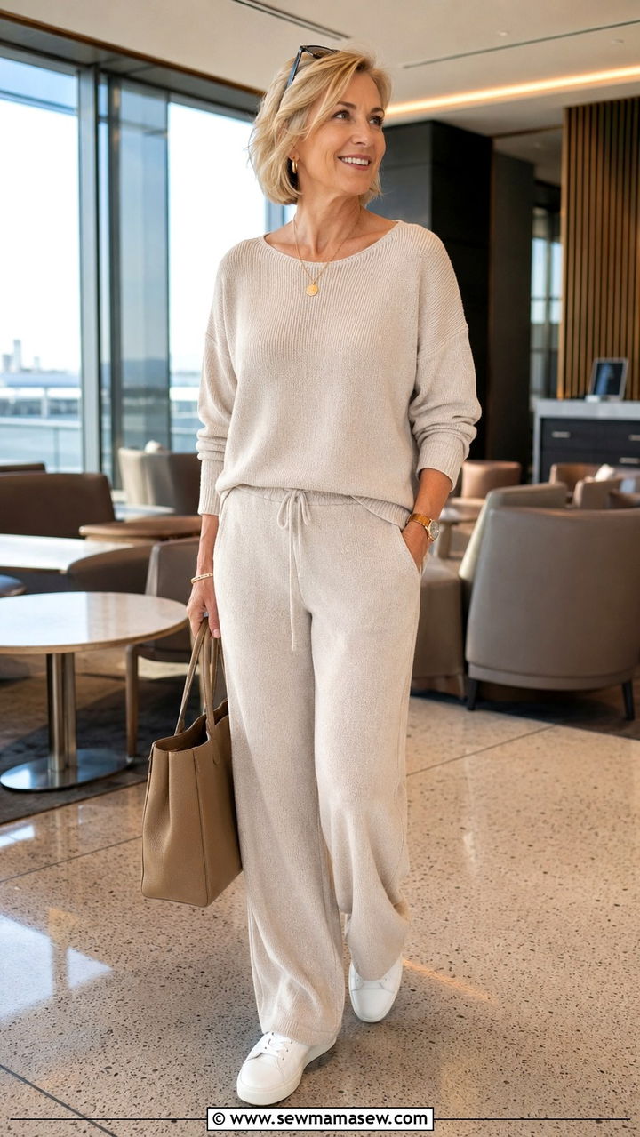 Matching Knit Set with Sneakers - 25 What to wear to brunch over 50