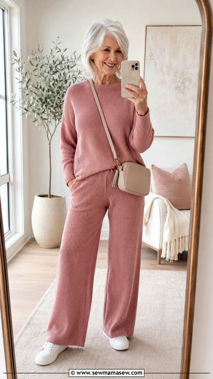 Matching Knit Set with Sneakers Outfit - 30 Spring outfits for women over 70