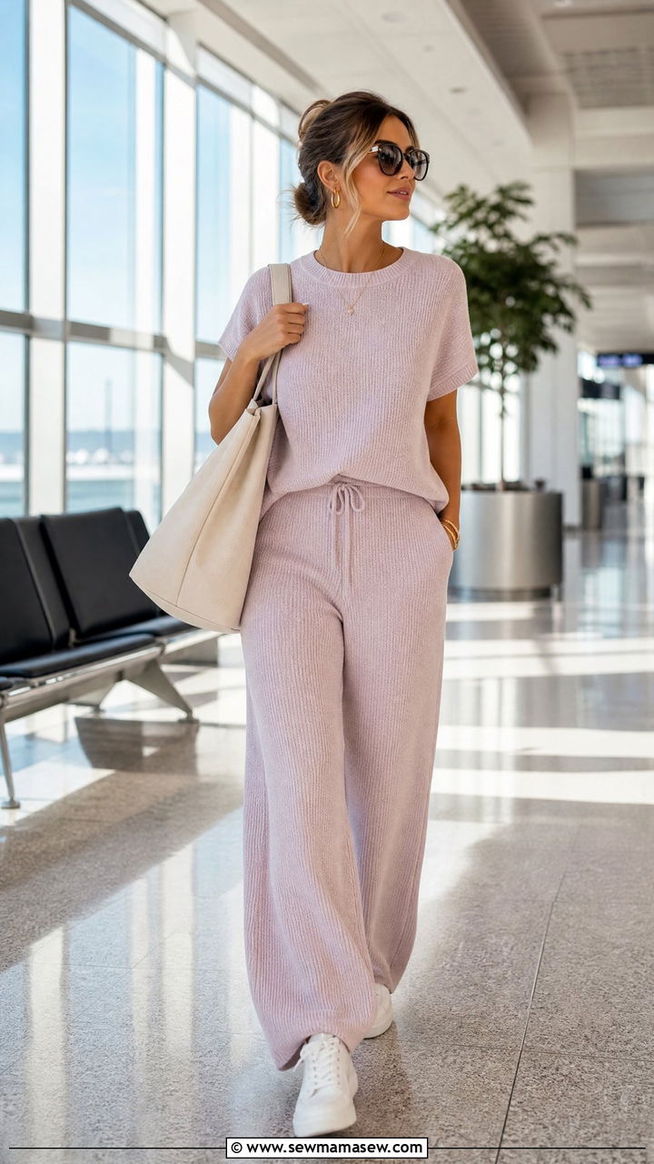 Matching Knit Set with White Sneakers - 30 Feminine spring outfits