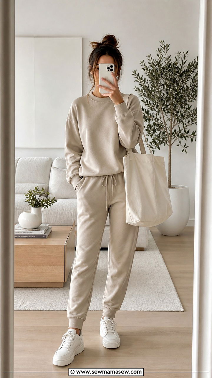 Matching Lounge Set And Clean Sneakers - 25 Mom uniform outfit ideas