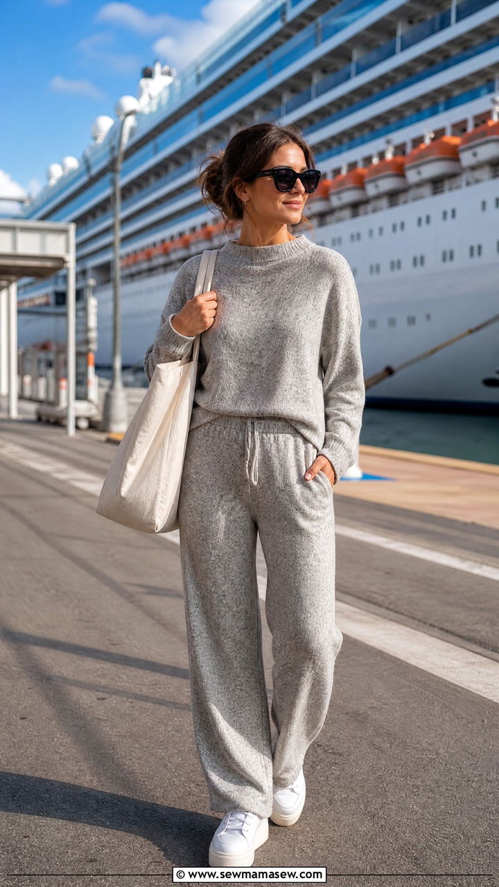 Matching Lounge Set Travel Outfit For Cruise Embarkation - 35 Mediterranean cruise outfit ideas
