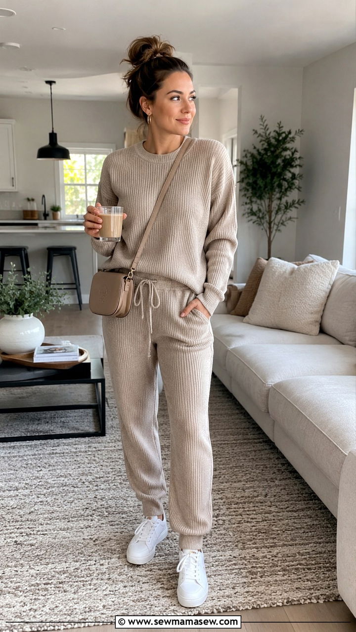 Matching Lounge Set With Sneakers Outfit - 30 stay at home mom outfit ideas