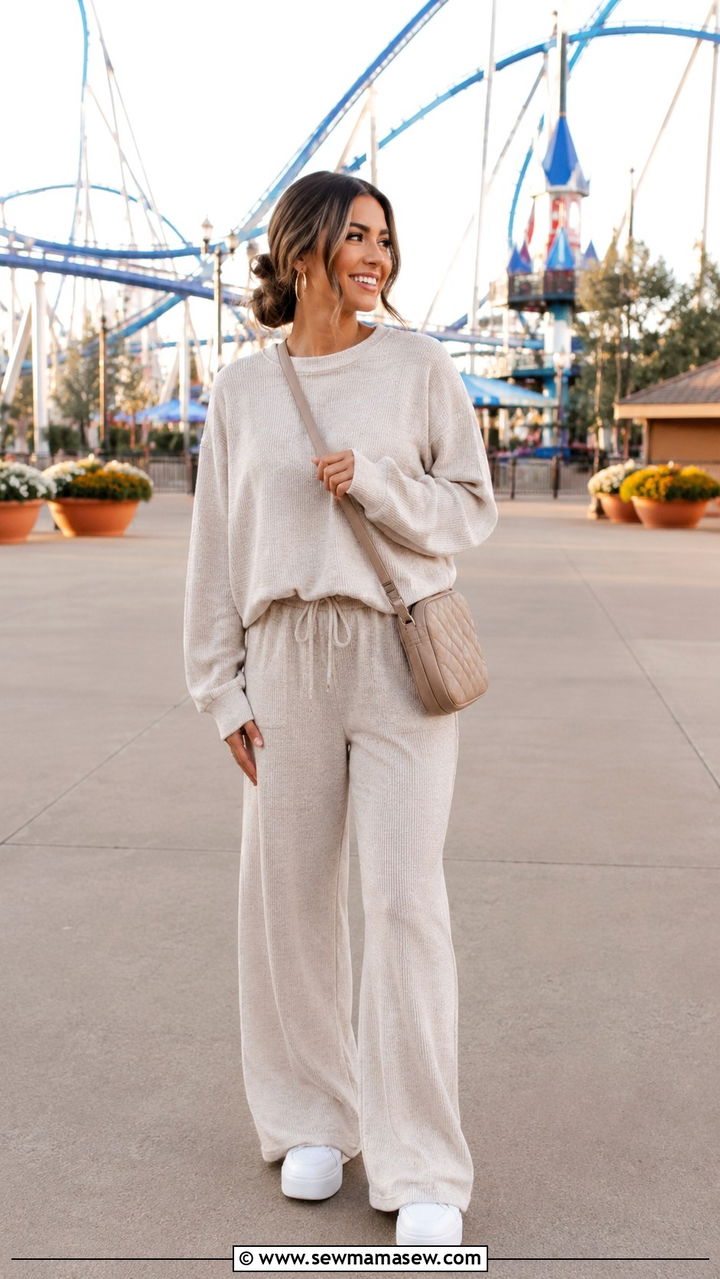 Matching Lounge Set and Sneakers Cedar Point - 20 Cedar Point outfit ideas