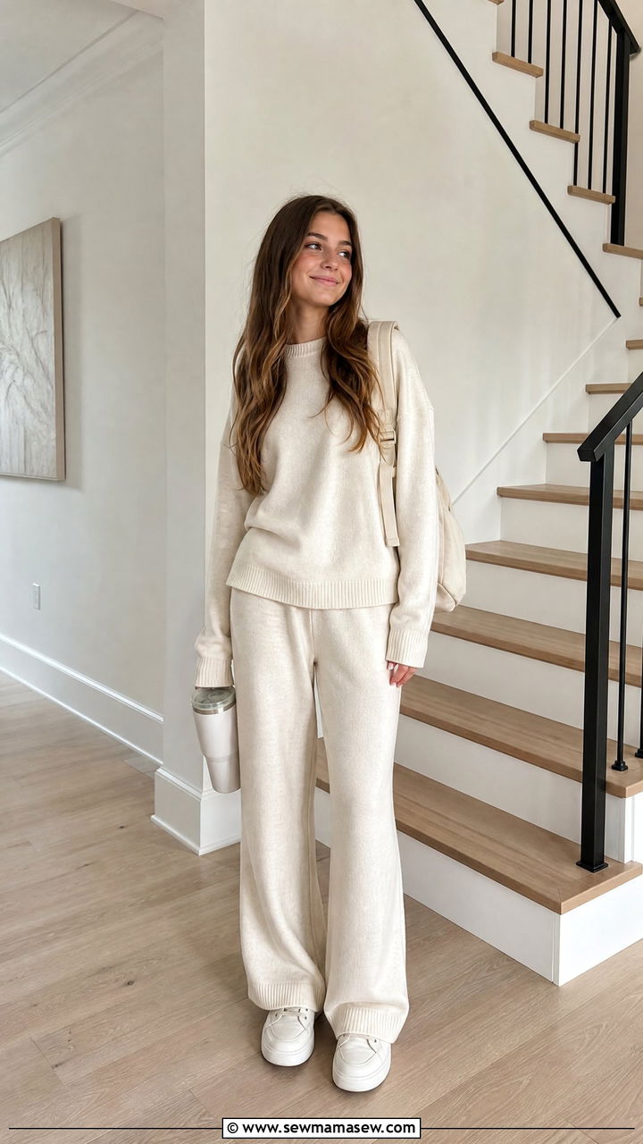 Matching Lounge Set and Sneakers Outfit - 25 First day of 9th grade outfit ideas
