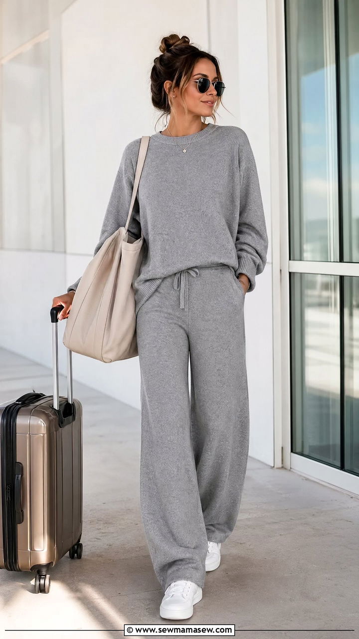 Matching Lounge Set and Sneakers with Oversized Tote - 35 errands outfits for women